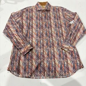 Steven Land Mens XL Trim Fit Abstract Snakeskin Print Button Down Shirt NWT